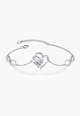 small scintillating cubic zirconia infinity love heart birthstone bracelet